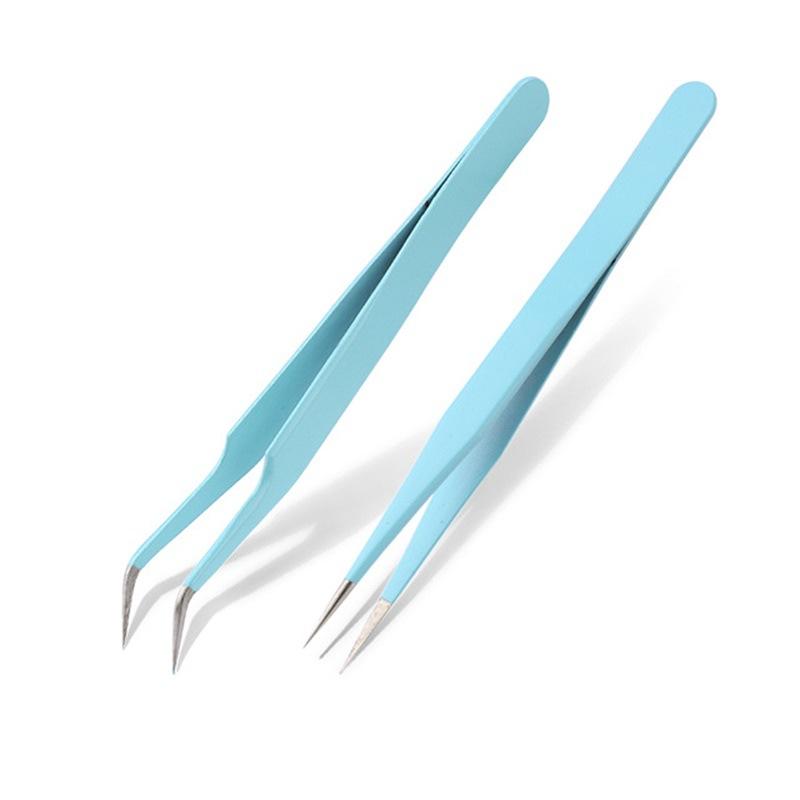 2 шт. прямой пинцет в форме локтя Macaron, ювелирные аксессуары, прецизионные косметические пинцеты из нержавеющей стали