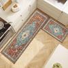 2 шт. Винтажный кухонный коврик для пола в стиле бохо с цветочным узором для прихожей, домашний декор, нескользящий длинный полосатый бархатный ковер с кристаллами