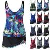 Women's Printed Panel Split Flat Angle Large Swimsuit Swimwear Bathing Suit