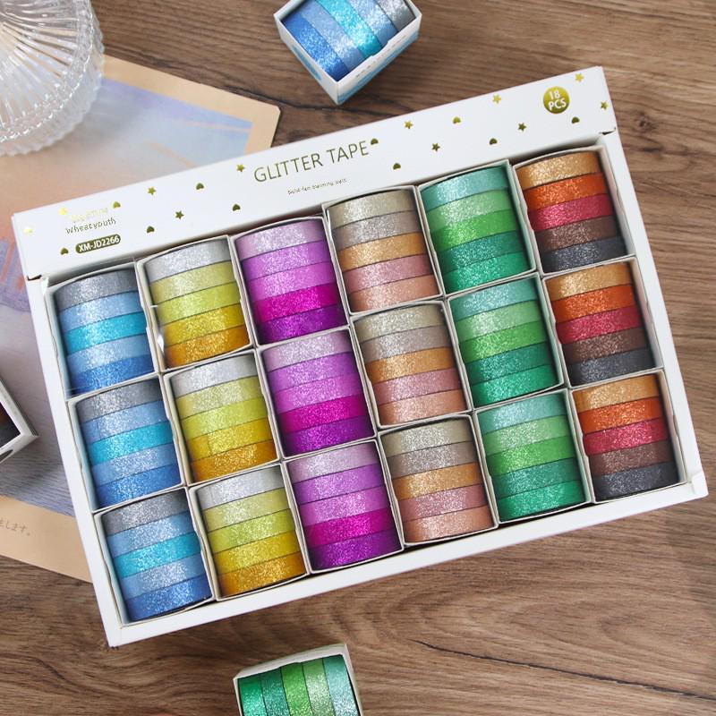 Glitter Tape Set for Creative DIY: Stationery Stickers for Student Diaries & Notebooks