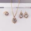 Women Necklace Earrings Kit Elegant Rhinestone Waterdrop Pendant Luxury Bridal