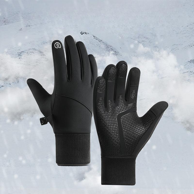 Мужские перчатки для езды на открытом воздухе, зимние спортивные, водонепроницаемые, ветрозащитные, с флисовой подкладкой, тепловые, с сенсорным экраном