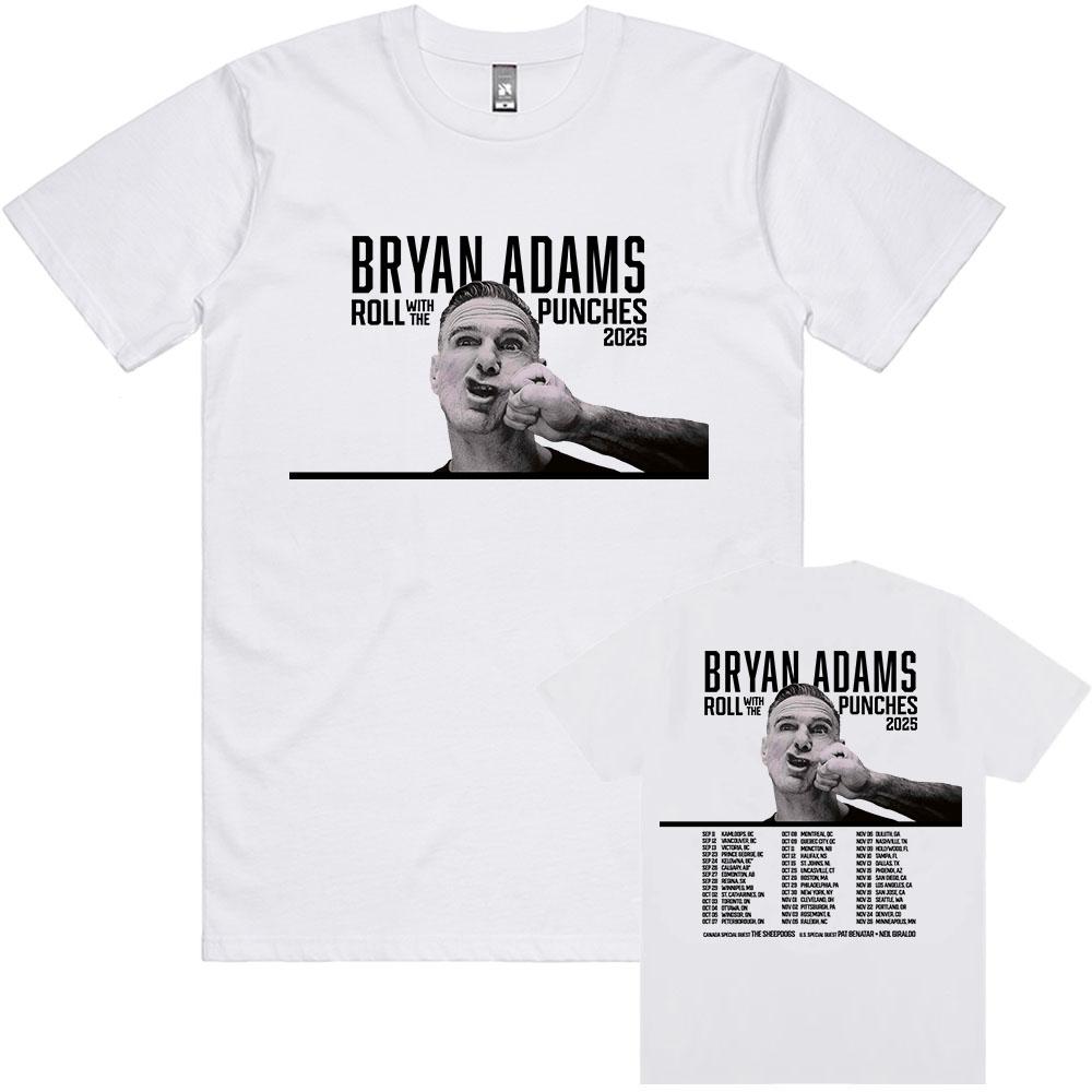 ROLL WITH THE PUNCHES TOUR 2025 Tshirt BRYAN ADAMS Singer Graphic Tshirts Cotton Summer Unisex Women T Shirt Oneck Unisex Clothes
