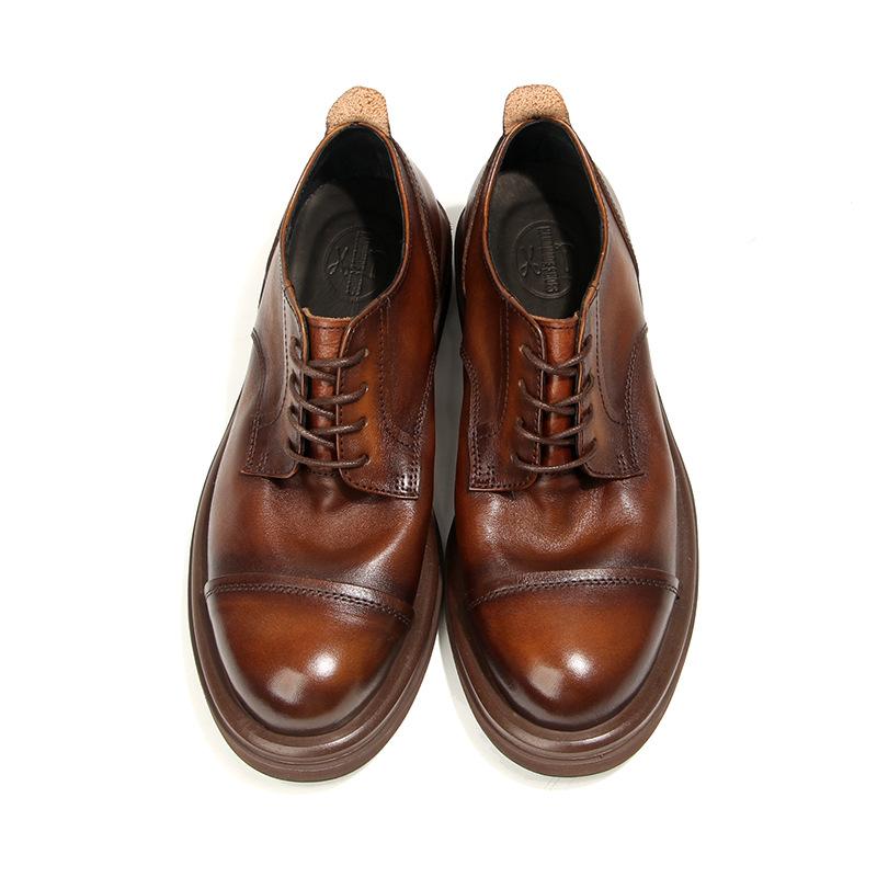 66-3 Британские трехсоставные кожаные туфли Ретро-мода, отполированные вручную и старые мужские туфли, повседневные туфли на платформе из коровьей кожи первого слоя