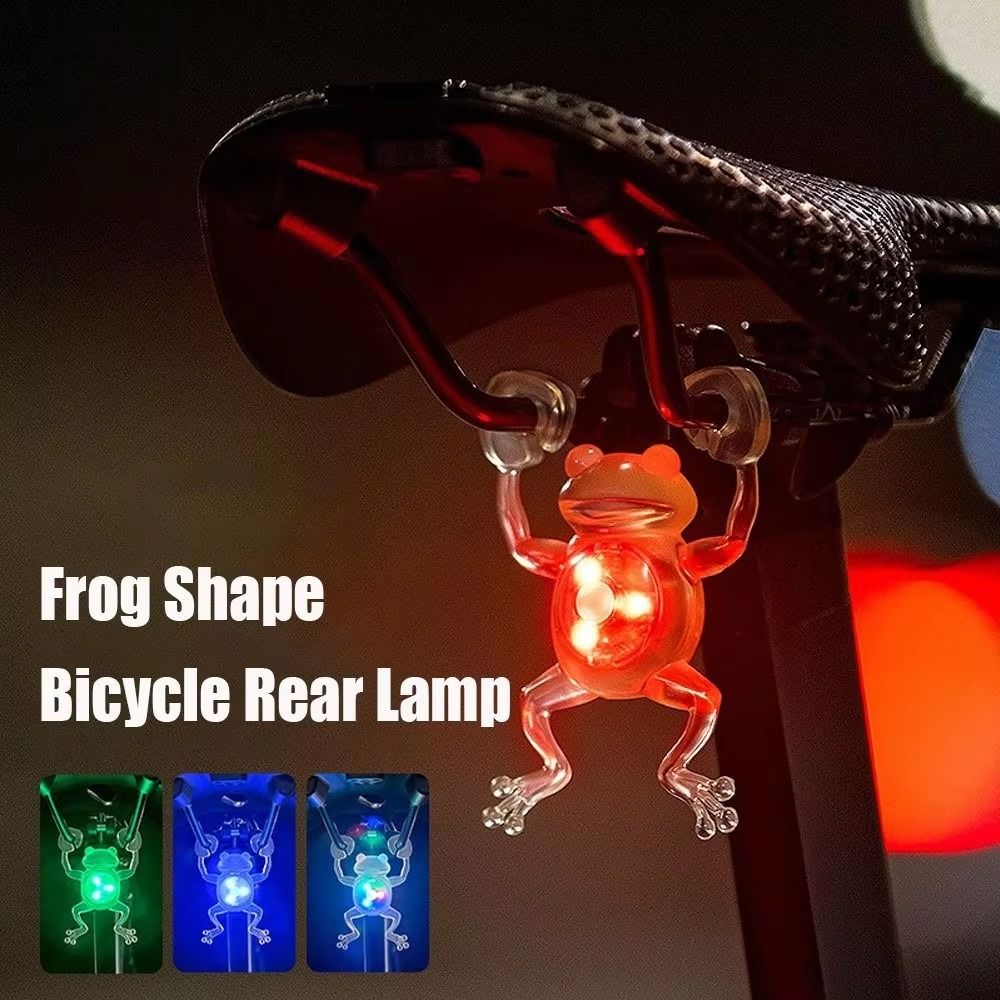 Red/Multicolor Light Frog Shape Bike Tail Light Night Riding Warning Lamp Cycling Equipment