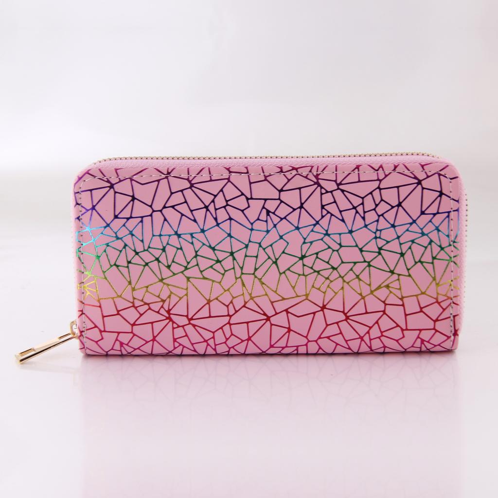 Chessboard Laser Long Zipper Wallet Colorful Wallet