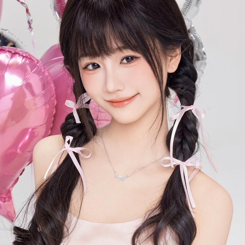 Barbie necklace Two blooming flowers, a high-end full-diamond sparkling pendant, a delicate clavicle chain for girls, a sparkling ins-style TX2401050A