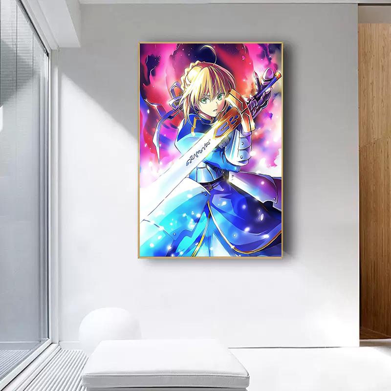 Fate Stay Night Япония аниме постер с фильмами Kawaii Холст Картина Настенная картина для детей Гостиная Украшение дома