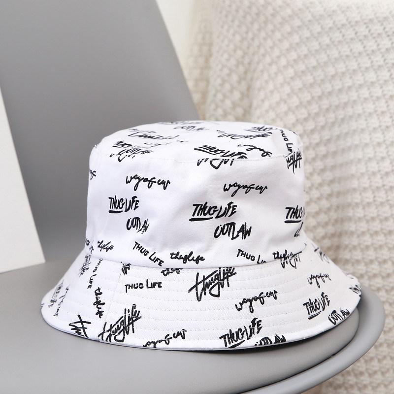 Korean Fashion Embroidered Reversible Fisherman Hat - Unisex Casual Small Brim Sun Hat