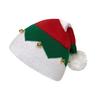 Christmas Hat with Bells Plush Ball Decor Red Green Patchwork Color Breathable Santa Claus Hat Daily Party Wear