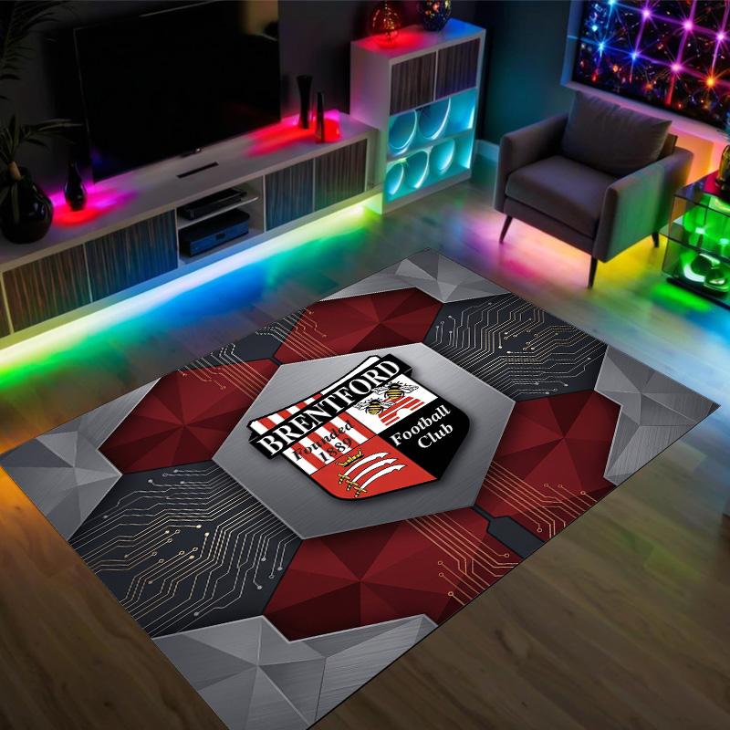 Brentford Football Design Crystal Velvet Carpet Cozy Non?Slip Printed Rug For Bedroom Living Room Entrance