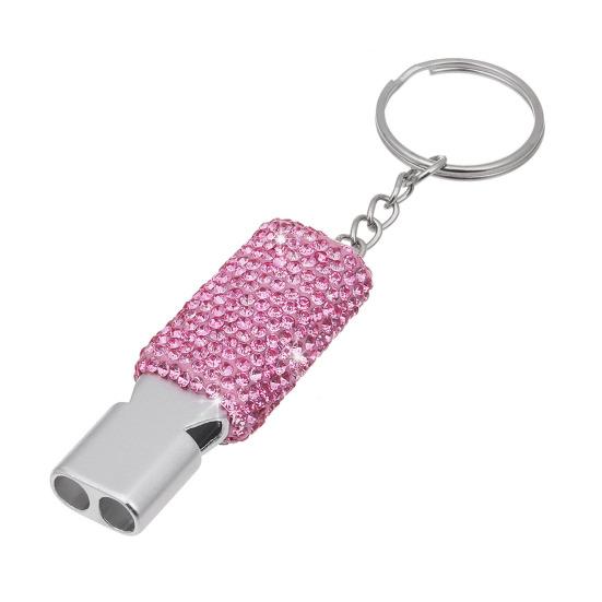 Свисток из металла и страз, с брелком для ключей, блестящий свисток с громким четким звуком для судей, тренеров, спасателей, чрезвычайных ситуаций