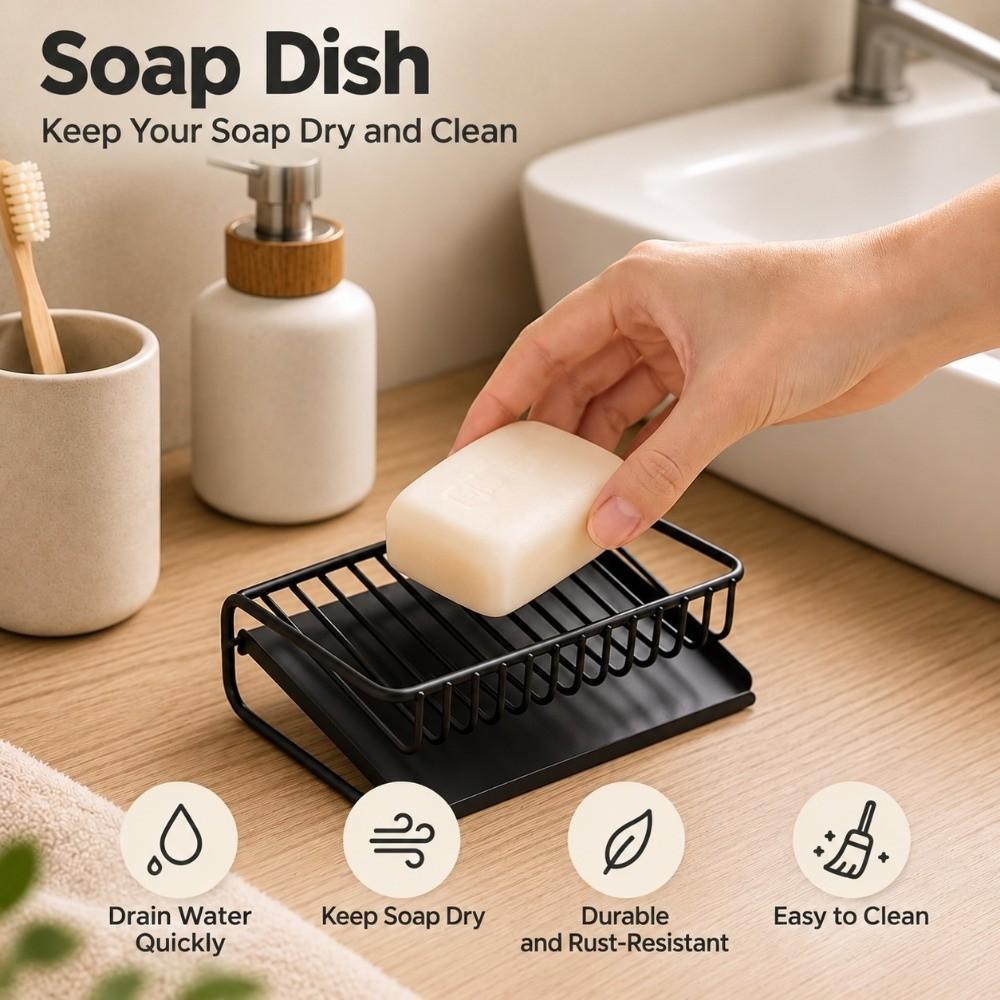 Removable Drain Tray Soap Rack Raised Base Drainage Shelf Soap Box Bathroom