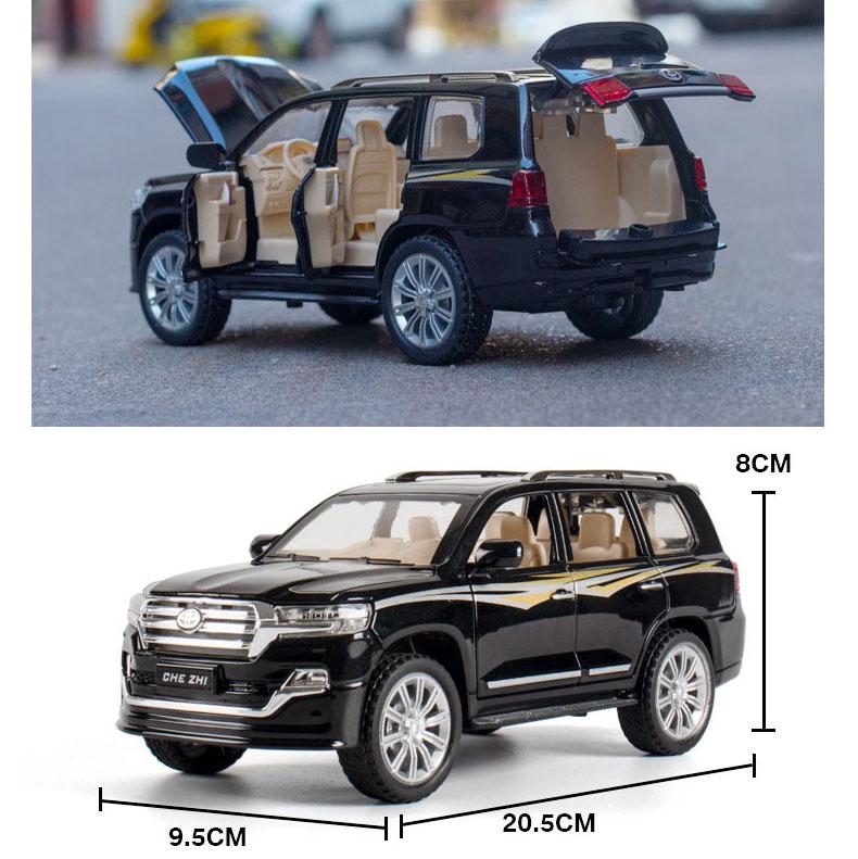 Масштаб 1/24 Toyota Land Cruiser, литая под давлением модель автомобиля, игрушечный автомобиль с откатным механизмом, звуком и светом для детей, коллекция подарков для мальчиков и девочек