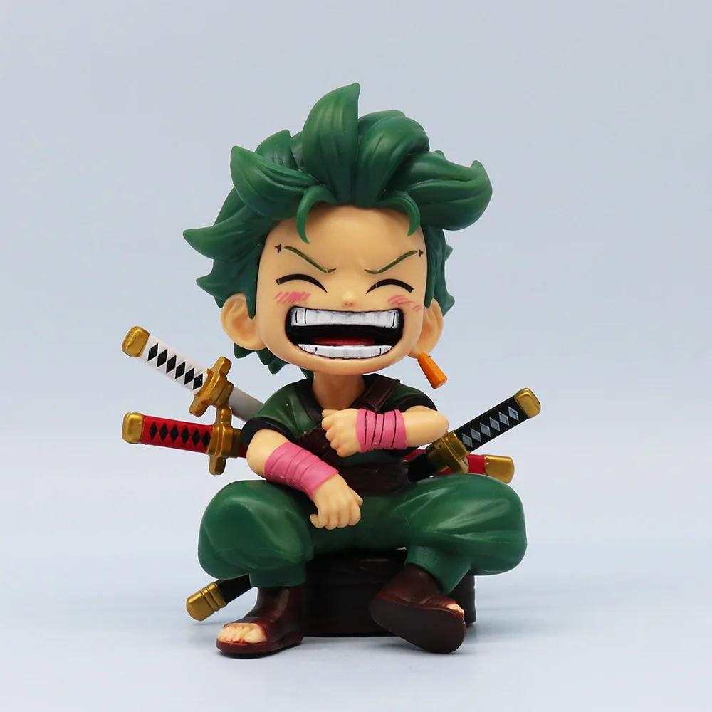 13.5 CM peripheral series Luffy Solon Sanji Qversion sitting posture childrens model figurine toy gift collectibles