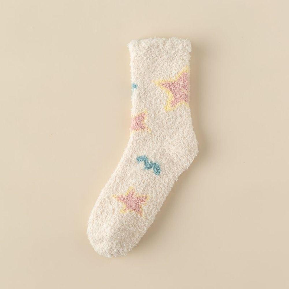 Warm Cotton Socks Winter Floor Socks Sleep Socks Coral Velvet Socks Women