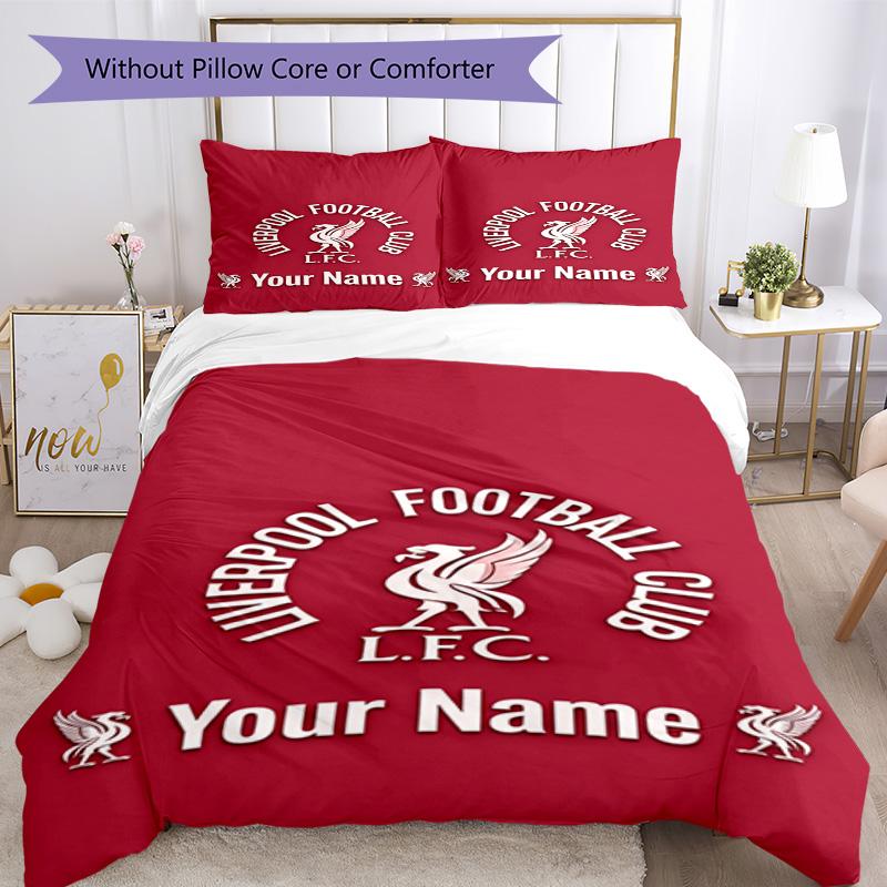 Liverpool Fc Logo Customized Name Bed Sheet Set Suitable for Bedrooms Soft Bedding Home Decor Perfect Gift for Friends & Family