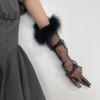 Summer Feather Gauze Thin Sunscreen Long Gloves Personality Tulle Sheer Bride Wedding Gloves Party Accessories