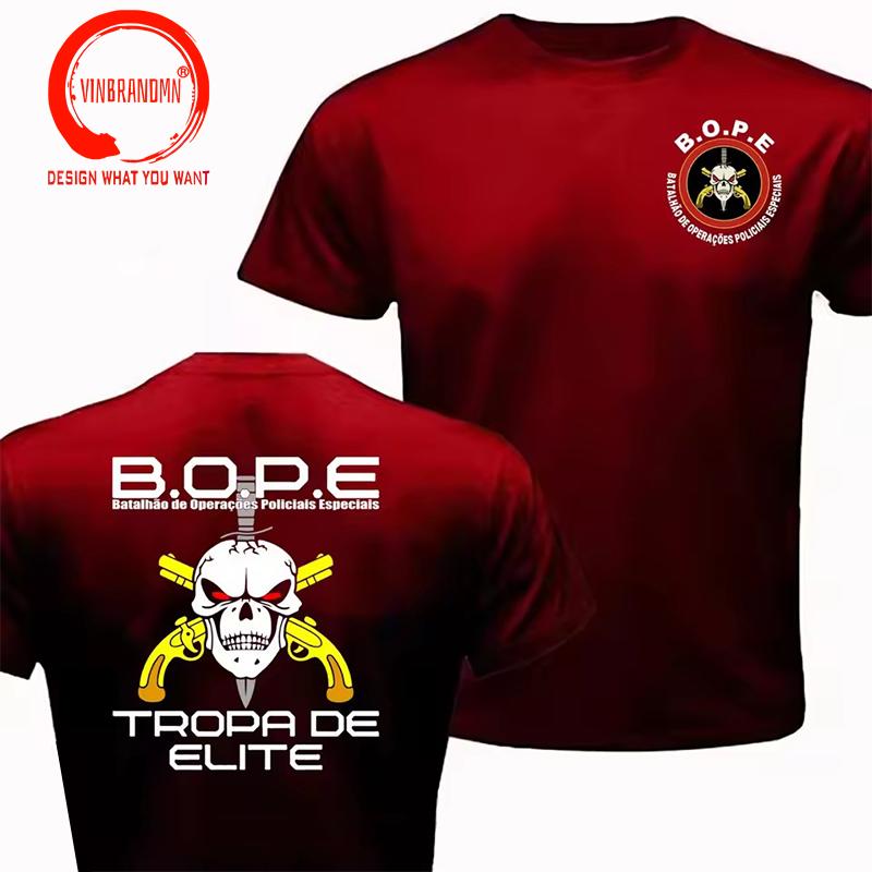 Harajuku Tshirt Brazil Bope Tropa De Elite Brazilian Special Forces Tshirt Unisex Cotton Oneck T Shirt Unisex Hip Hop Tops Tee Shirt