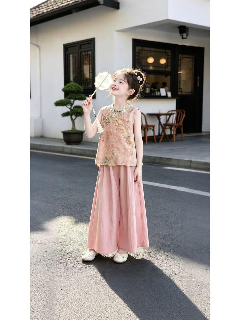 Летний hanfu для девочек 2026 года, комплект из двух предметов: Жилет и юбка в античном стиле