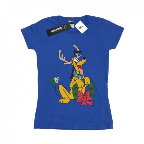 Disney Womens/Ladies Pluto Christmas Reindeer Cotton T-Shirt