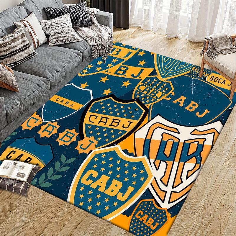 Club Atletico Boca Juniors Flannel Pattern Square Carpet,Area Rug,Carpet Rug for Living Room Bedroom Sofa Playroom Decor,Non-slip Floor Mat