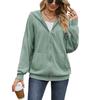 Ladies Casual Solid Breathable Jacket Long Sleeve Loose Zipper Lightweight Jacket with Pockets Loose Soft Fashion Hooded Sweatshirt Coat for Women