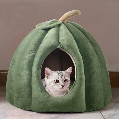 Кошачий питомник, зимний теплый, полностью закрытый, удобный спальный домик, тыквенное кошачье гнездо, постельные принадлежности для домашних животных