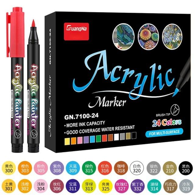 6/12/24/36 Color Acrylic Paint Brush Marker Pen Set Drawing Painting Art Marker Wood Glass Fabric Scrapbooking Stationery Supplies