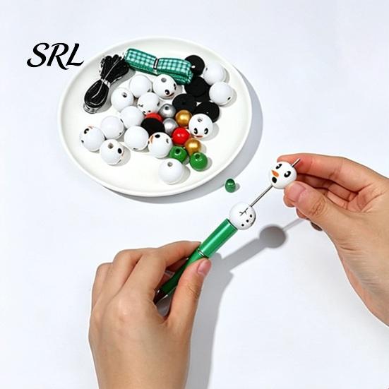 Unique Holiday Souvenirs for Friends 8PCS Christmas DIY Beadable Pens Kit, Snowman Wooden Beads Stationery, Winter Theme Stationery Supplies