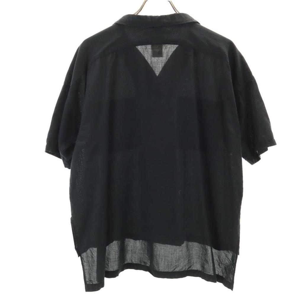 YAECA Рубашка с коротким рукавом, открытым воротником, черная, женская, б/у