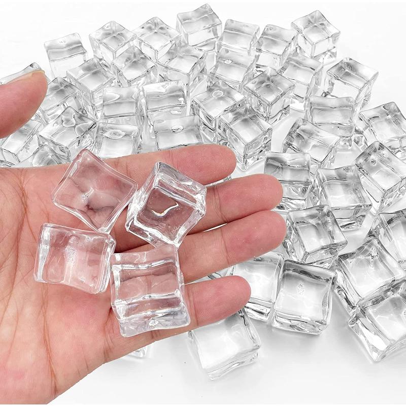 Fake Ice, Clear Fake Ice Cubes Acrylic, Acrylic Decorative Ice Cubes for Photography Accessories Props Decoration Vase Fillers