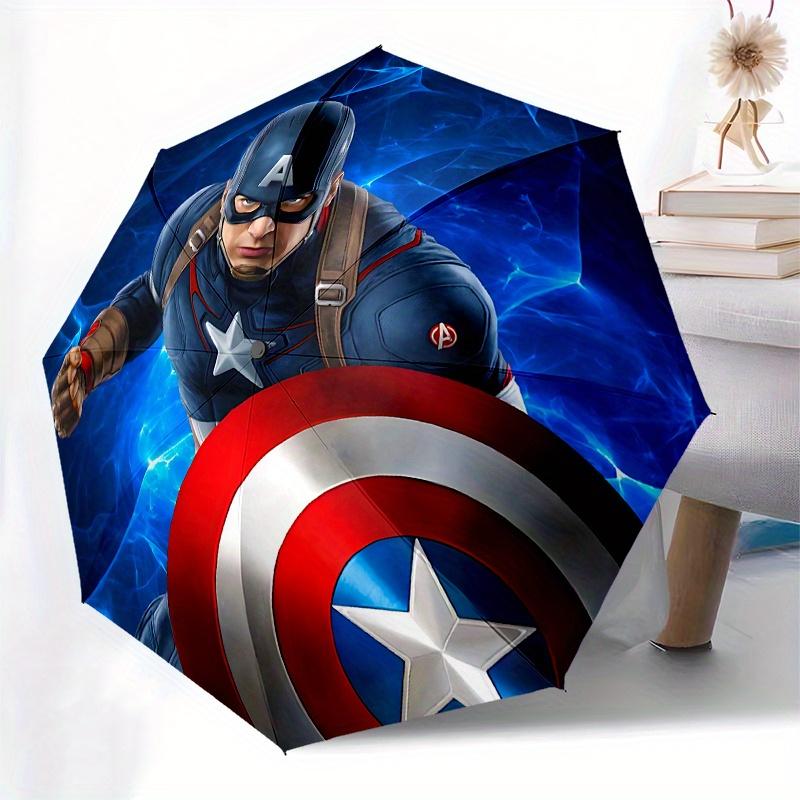 1 Auto Open Captain America, Shield Themed Colorful 8-rib Portable Umbrella for Men and Women, A Compact Commuting Companion Suitable for Da