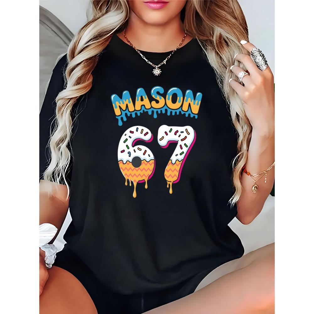 2026 Мода 6 7 Принт Футболка Женская Короткий Рукав Харадзюку Уличная Мода Футболка Мужская Женская Летние Топы Майки