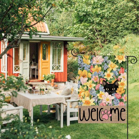 Double-Sided Garden Flag for Porch 12x18 Inch Fade-Resistant Spring Floral Butterfly Print Decorative Flag for Outdoor Yard Patio Mailbox Seasonal