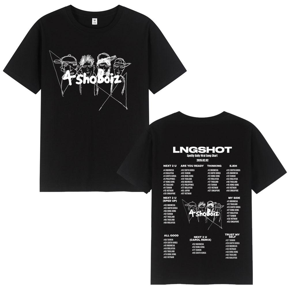 Korean KPOP Group Hip Hop Lngshot Tshirt Summer UNISEXs Retro Fashion Tshirt Casual Short Sleeve Cotton Oversized Tshirt