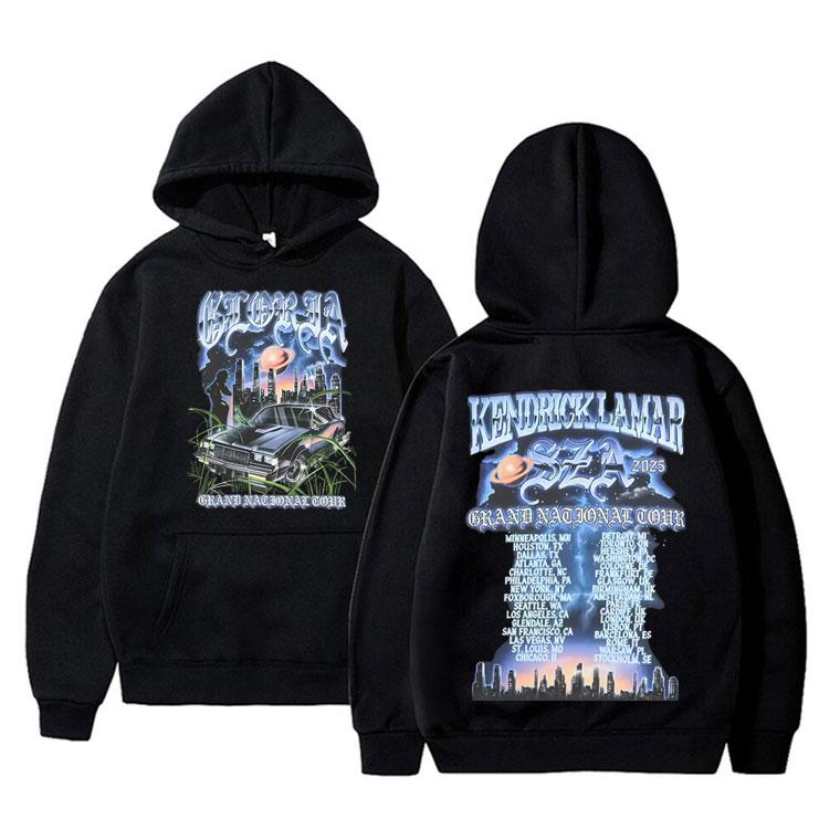 Худи свитшот с принтом рэпера Кендрика Ламара и SZA, Тур Grand National 2025, Мужской Женский, Хип-хоп Мода, Поп Музыка, Оверсайз, Уличная Одежда