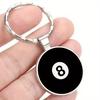 Fashion Creative Billiard Pool Keychain Table Key Ring Lucky Black No.8 Key Chain Glass Jewelry Gift