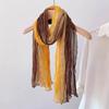 New Imitation Cotton Linen Hand Feel Scarf Women's Retro Gradual Change Long Shawl Literary Folds Thin Spring Autumn Warm Neck