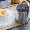 Flour Sieve Stainless Steel Flour Sifter Hand Cranking Flour Sifter Double Layers Powder Sugar Shaker with Hand Press Design