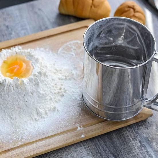 Сито для муки Сито для муки из нержавеющей стали Ручное сито для муки Двухслойное