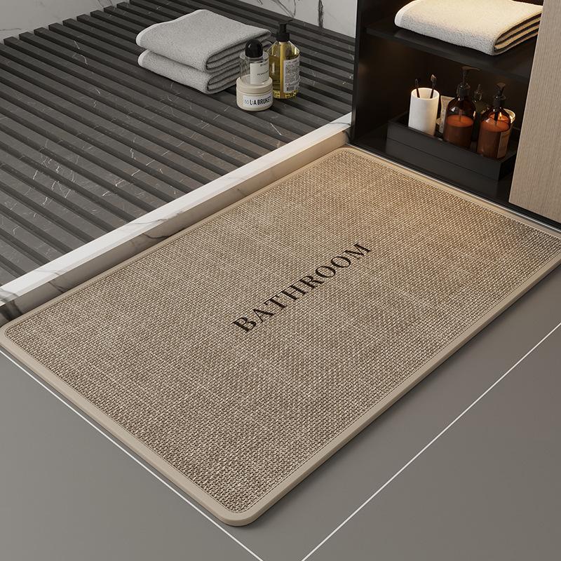 Toilet Solid Color Linen Floor Mat Bathroom Door Water Absorption Non-Slip Toilet Floor Mat Toilet Kitchen Dirt-Resistant Carpet