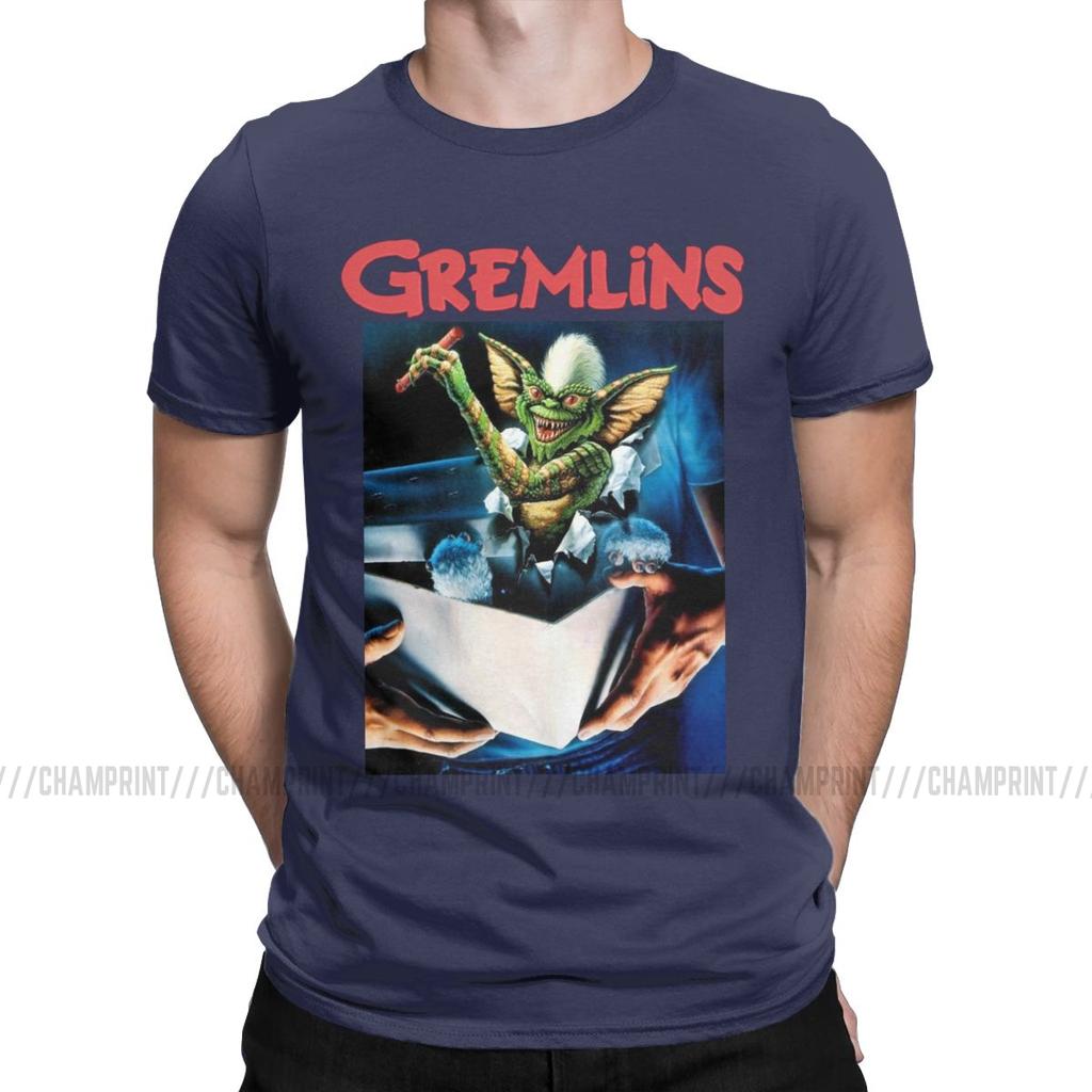 Gremlins Men S T Shirts Gizmo Monster Gremlin 80S Horror Christmas Movie Awesome Tees Round Neck