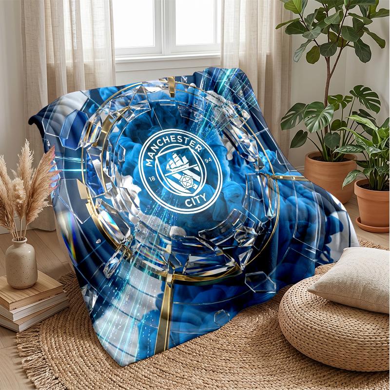 Manchester City Theme blanket Soft Flannel Blanket Plush Throw Blanket Cozy Sofa Bed Blanket for Home Decor