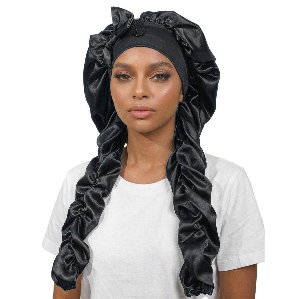 Satin Material Sleep Bonnet Long Curling Ribbons Curling Bonnet Stylish Satin Bonnet For Long Hair