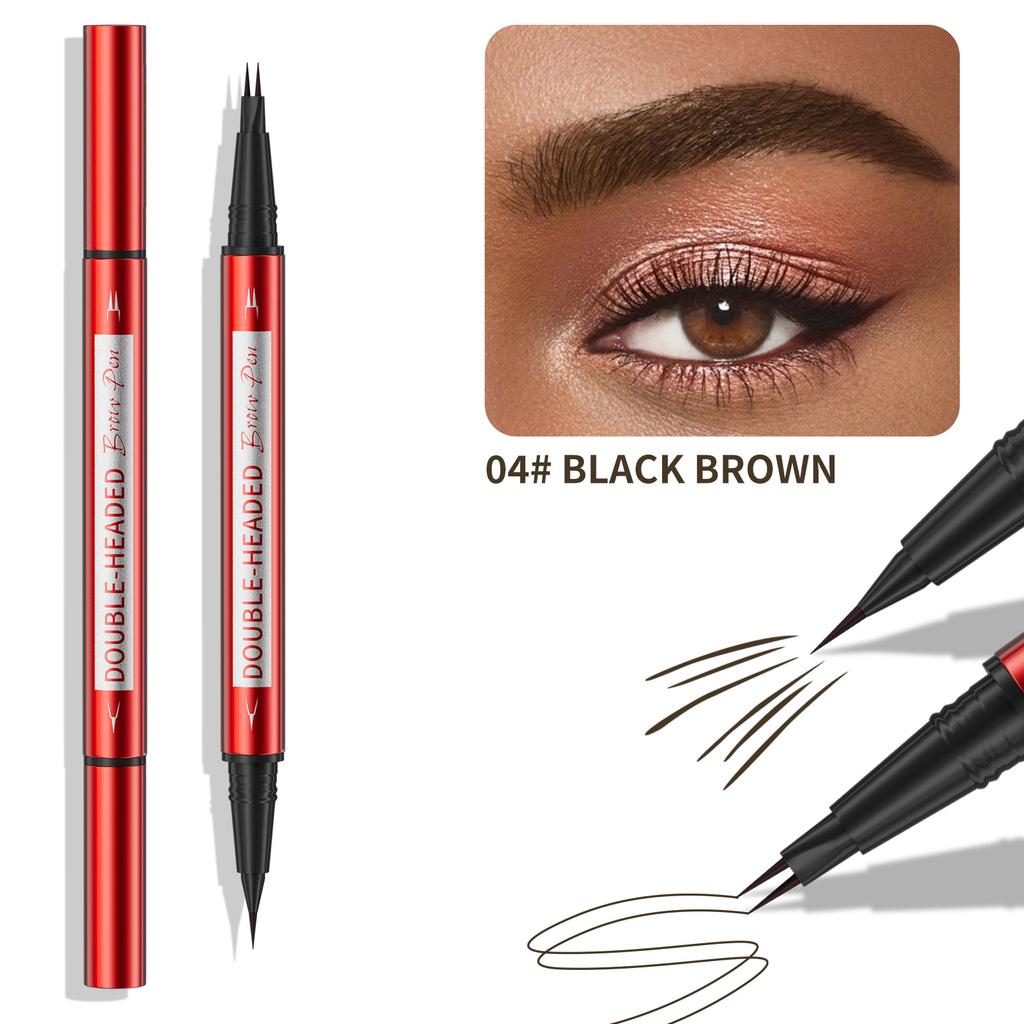 Red Tube Double-Headed Binary Eyebrow Pencil Waterproof And Non-Smudging Natural Wild Bionic Eyebrow Two-In-One Eyebrow Pencil