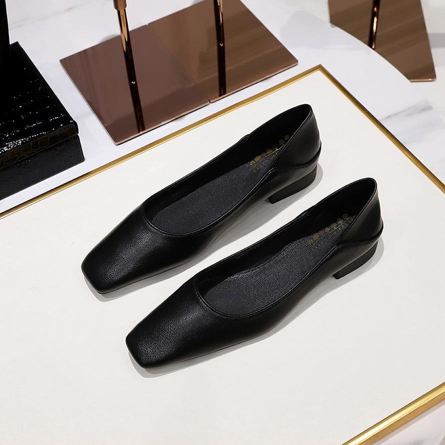 Супер мягкий! Повседневная обувь для работы, темпераментная, корейская, весенняя, с квадратным носком, с мелким вырезом, удобная, ретро, простая, на одной педали, обувь бабушки