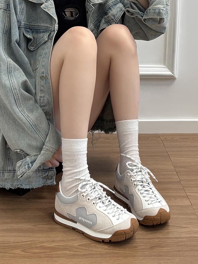 Sheepskin Version~ Genuine Leather Retro Thick-soled Inner Height-increasing Forrest Gump Shoes Women's Versatile Casual Sports Shoes German Train