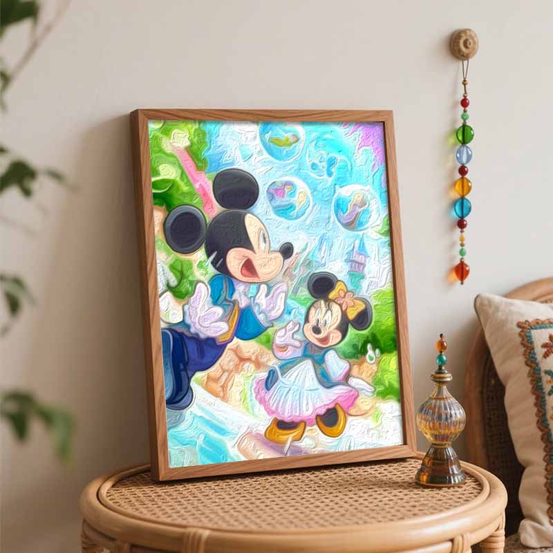 Disney Микки и Минни Маус пузырьковая фантазия цифровая масляная живопись арт-картина набор для рисования инструкция DIY рисование для домашнего декора