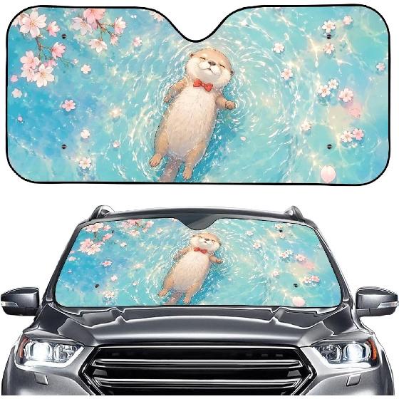 Talayituse Funny Family Dogs Print Windshield Sunshade for Car SUV Truck Foldable Uv Ray Reflector Front Window Sun Shade Visor Shield Cover